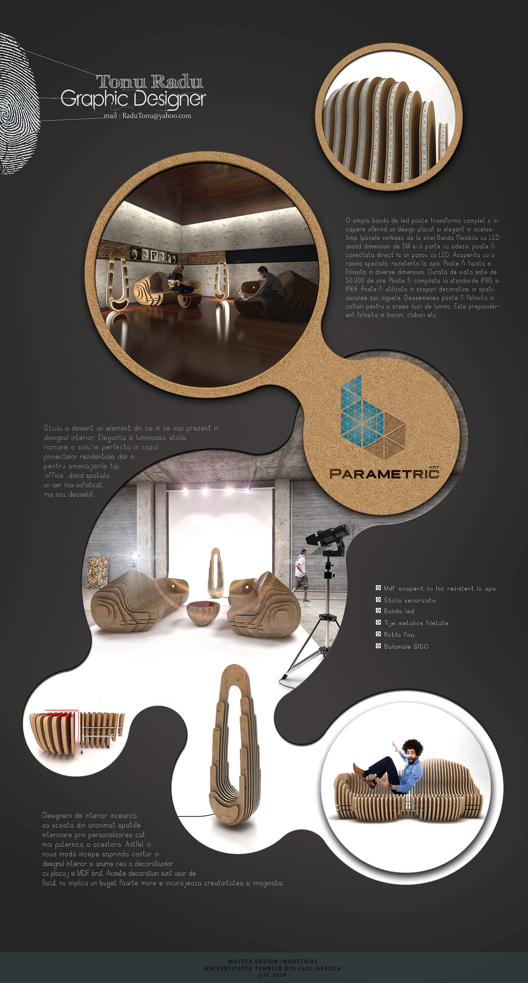 Parametric Furniture - Vizualizare 3D produs de design industrial